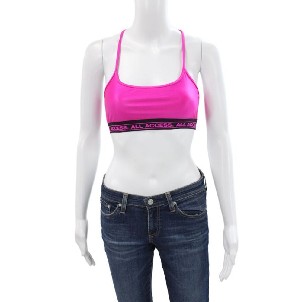 All Access Womens T Strap Back Sports Bra Pink Black Size Small